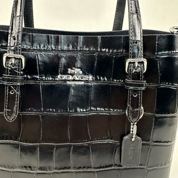 NWT COACH Crocodile Embossed Leather Purse in Black CW017 - Picture 6 of 13